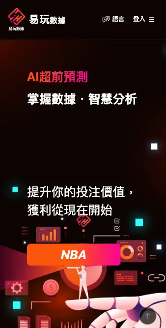 易玩數據 easy.AI 標榜 AI 超前預測的運動分析網站首頁畫面，未顯示任何模型或數據細節